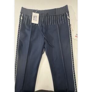 Women's Valentino Navy Blue & White NWT High Waist Drawstring Pants Size 44